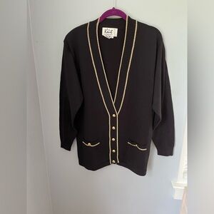 The knit connection Black Sweater with Gold‎ Details, pocket, casual vintage